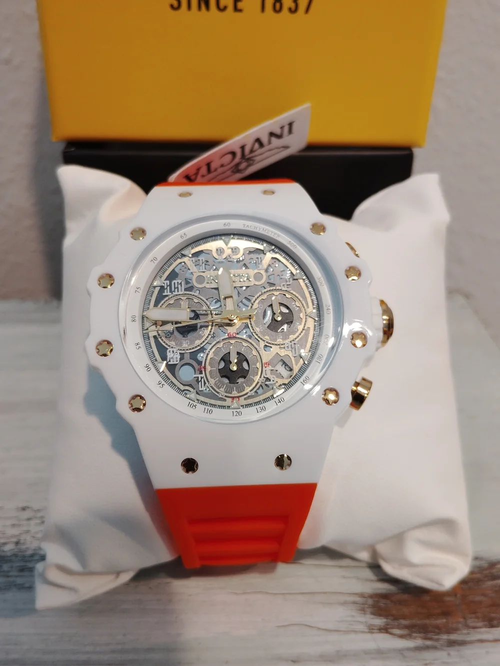 Invicta Orange and White Chronograph Watch 44mm